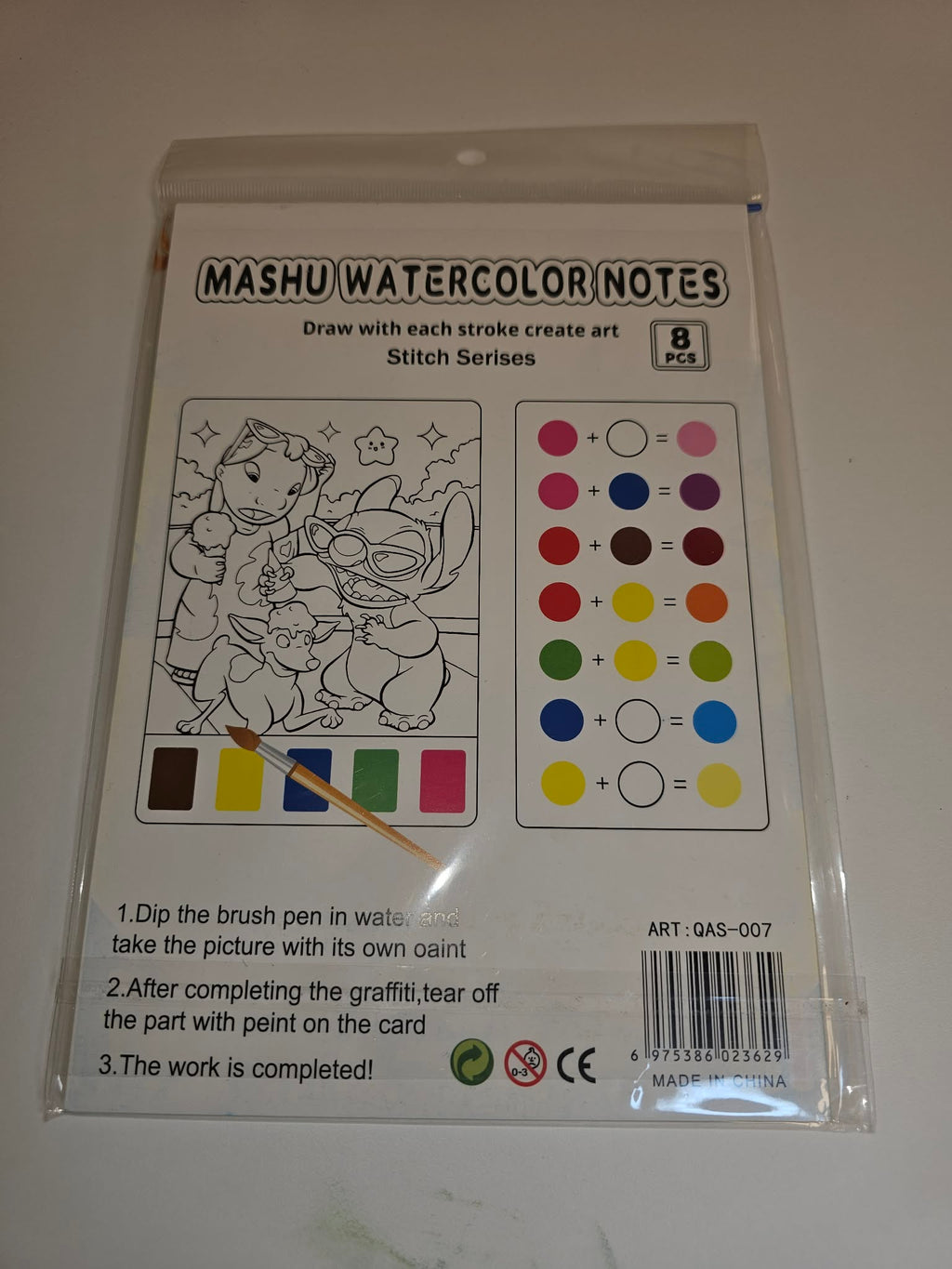 Stitch Målarbok med Vattenfärger - Kreativt Set
